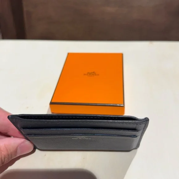 Hermes Citizen Twill Card Holder Blue evercolor calfskin gently used - Picture 3 of 6